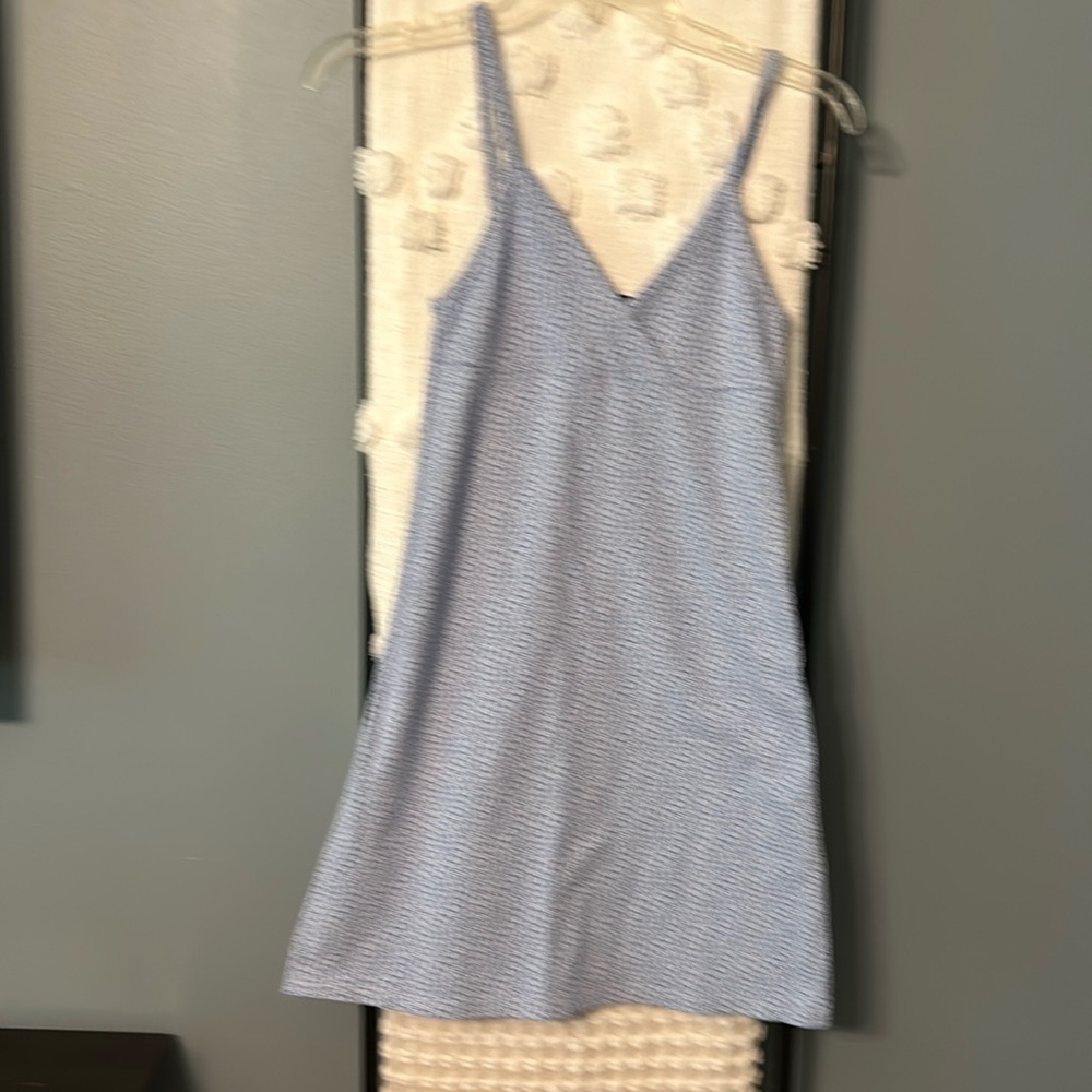 Blue and white floral mini dress